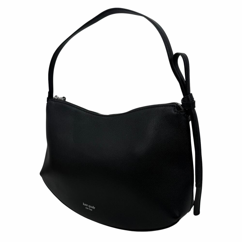 Kate Spade Loop Large Shoulder Bag Pebble Leather Black Silver - Picture 10 of 15